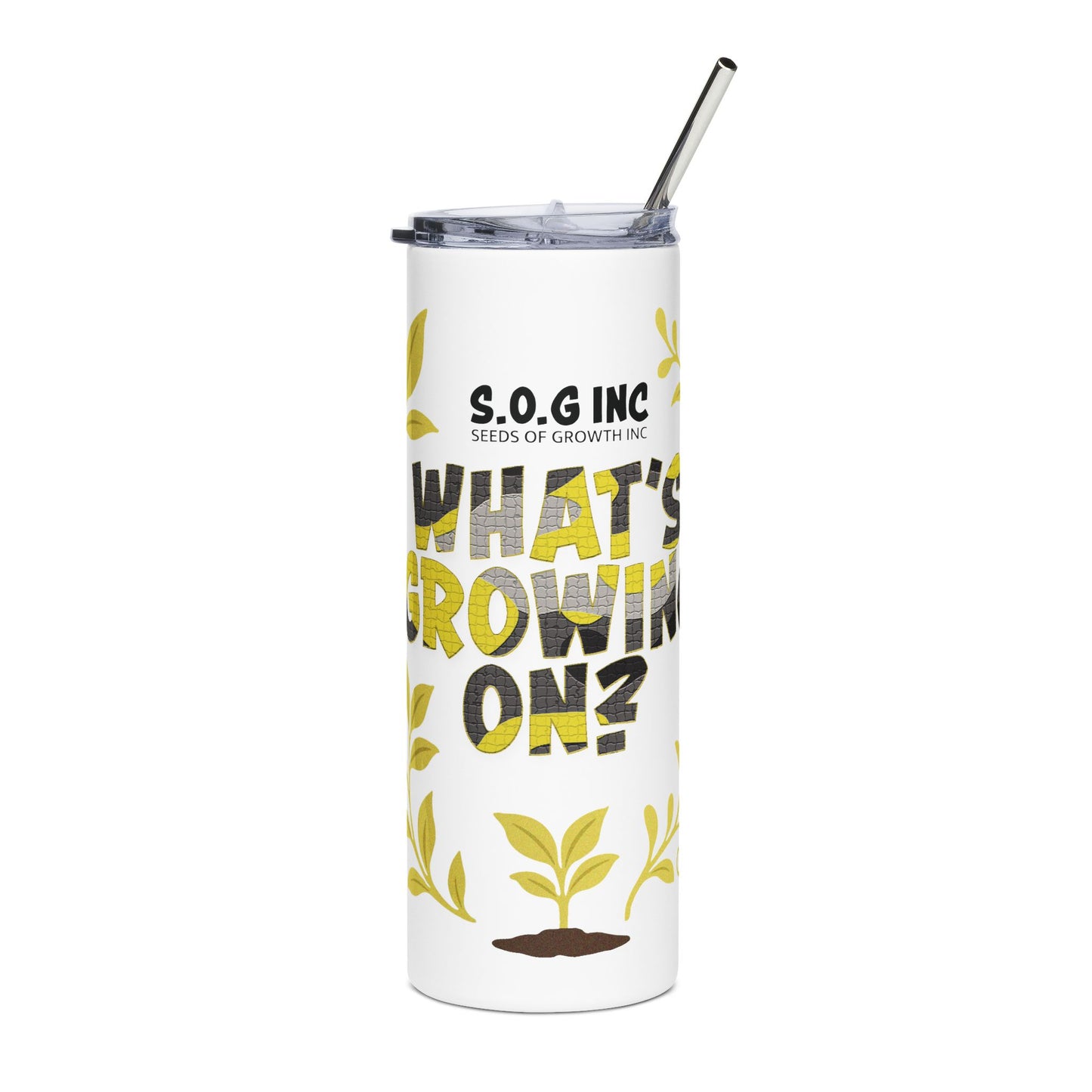 What's Growing On? - Yellow Camo 20oz Tumbler
