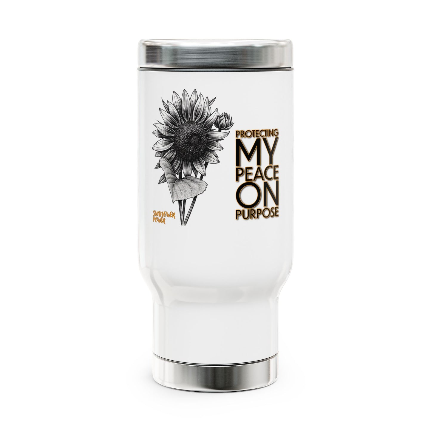Sunflower Power - Protecting My Peace 14oz Travel Mug