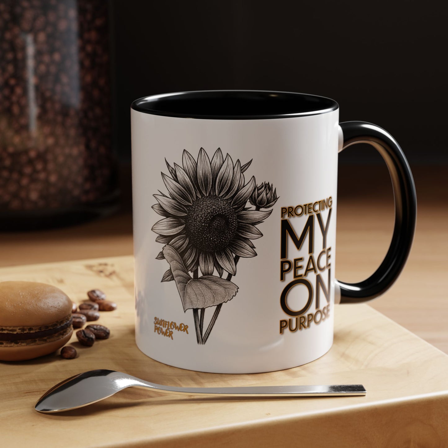 Sunflower Power Mug (11oz) - Protecting My Peace on Purpose