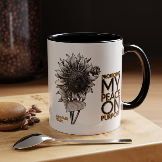 Sunflower Power Mug (11oz) - Protecting My Peace on Purpose