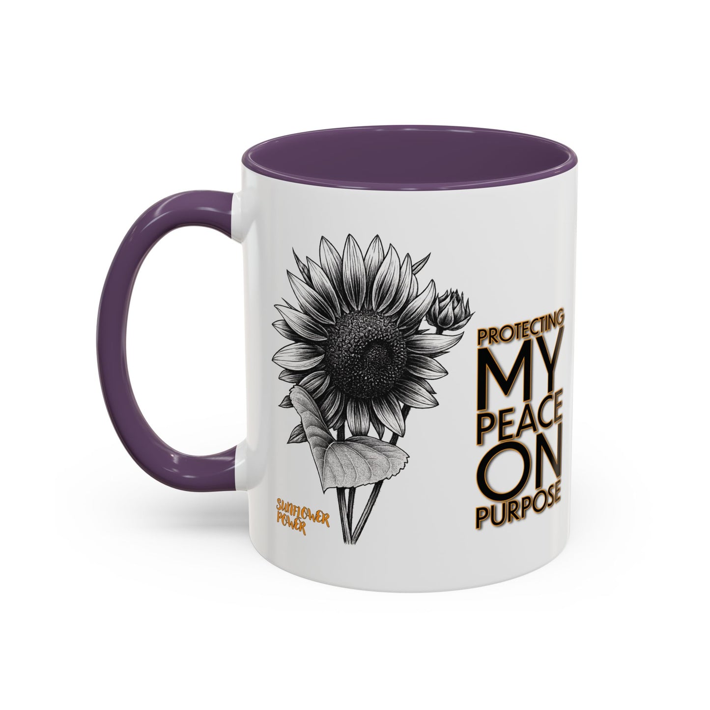 Sunflower Power Mug (11oz) - Protecting My Peace on Purpose
