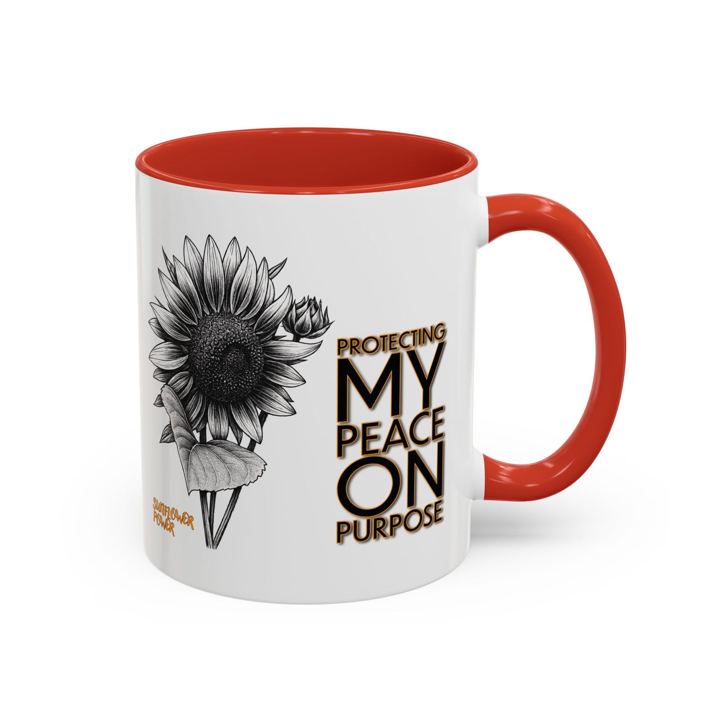 Sunflower Power Mug (11oz) - Protecting My Peace on Purpose