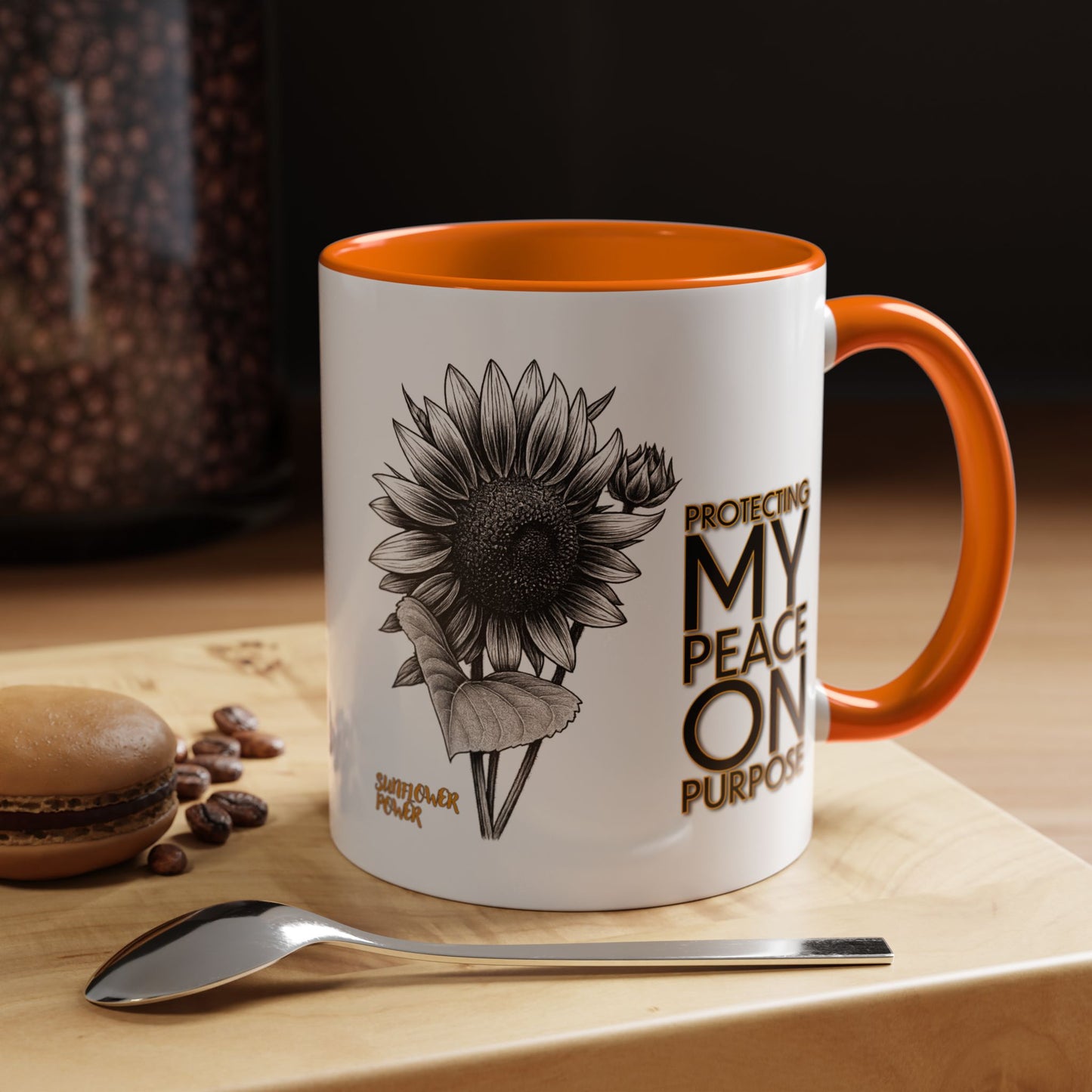 Sunflower Power Mug (11oz) - Protecting My Peace on Purpose