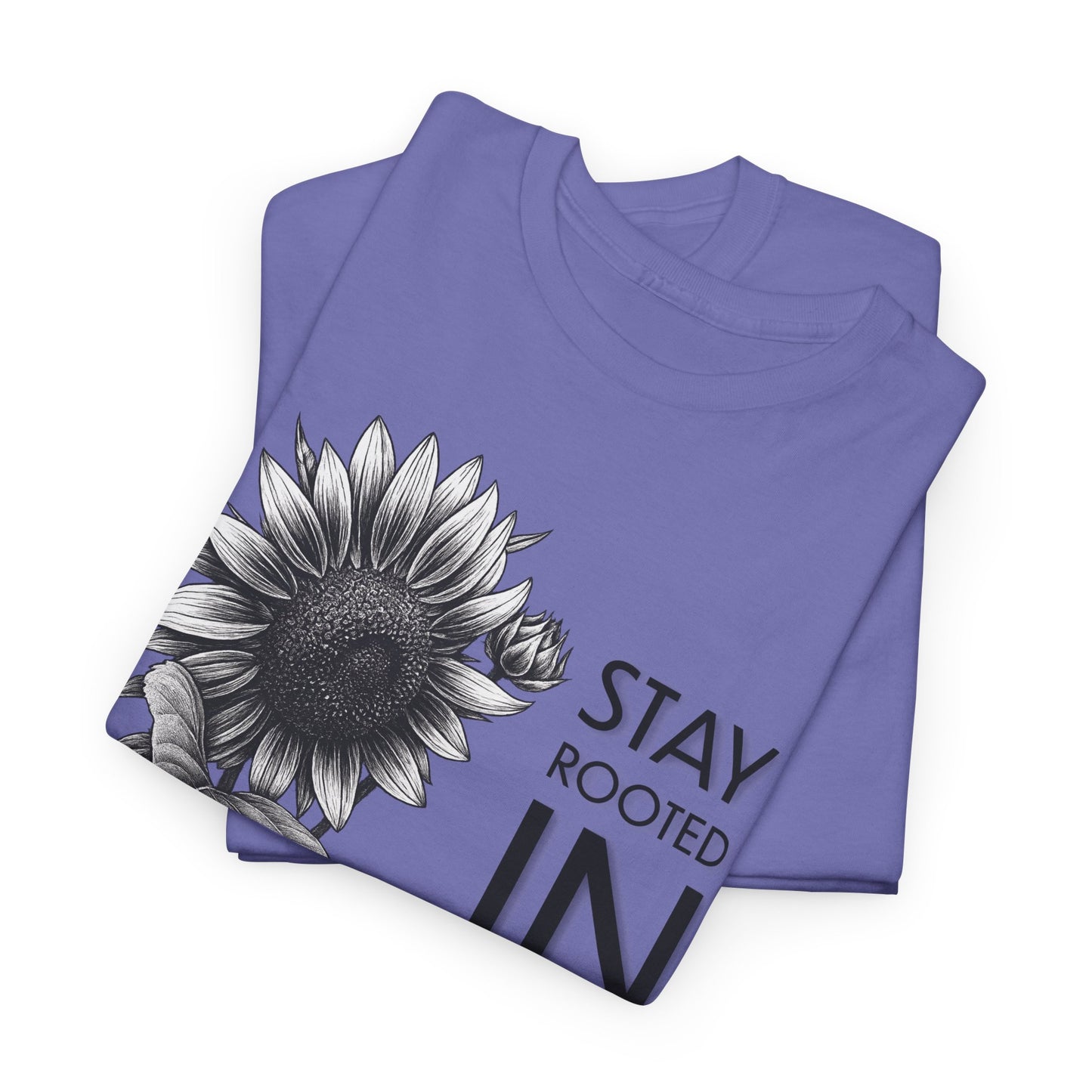 Sunflower Power Tee - Stay Rooted in Fertile Ground (Words in Black)