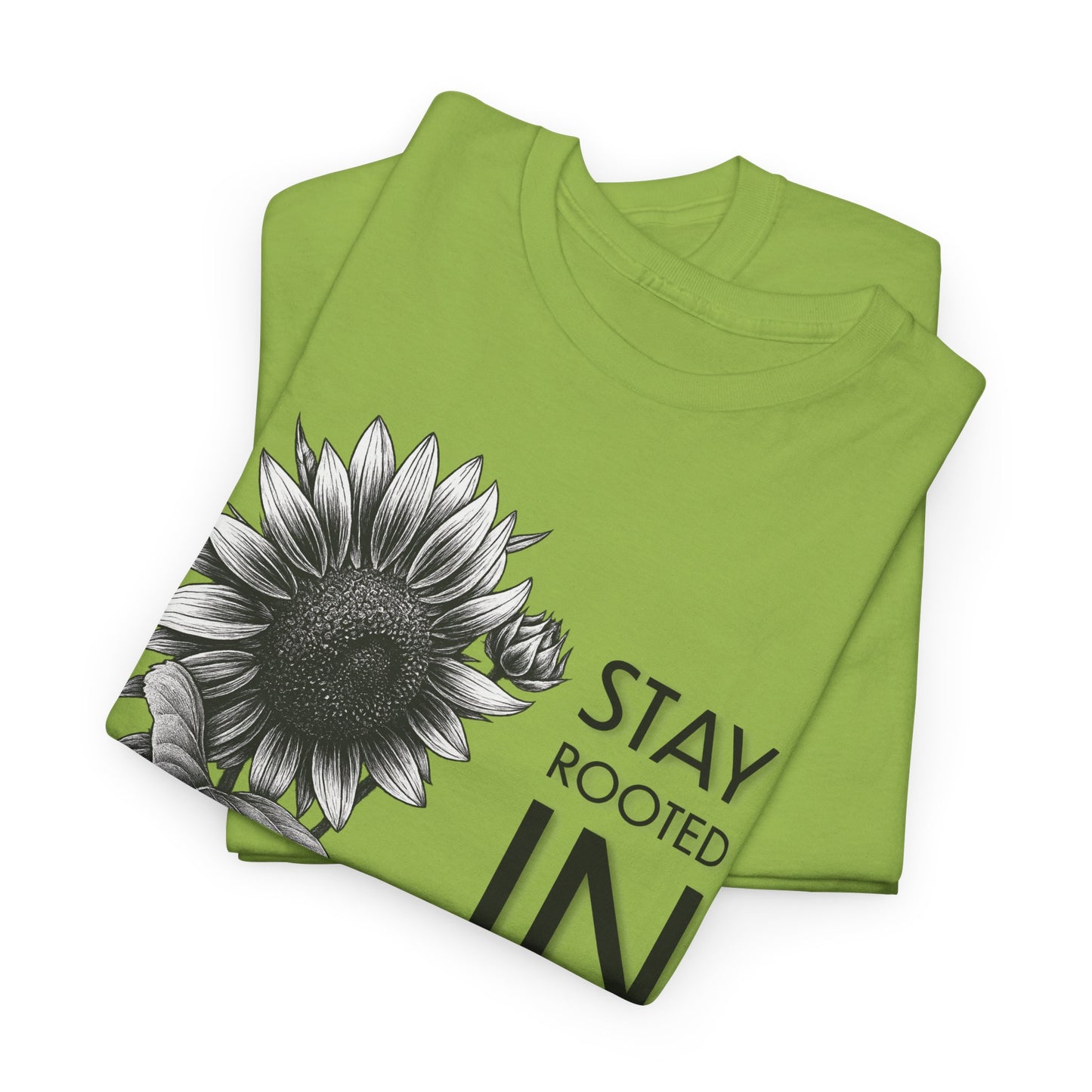 Sunflower Power Tee - Stay Rooted in Fertile Ground (Words in Black)