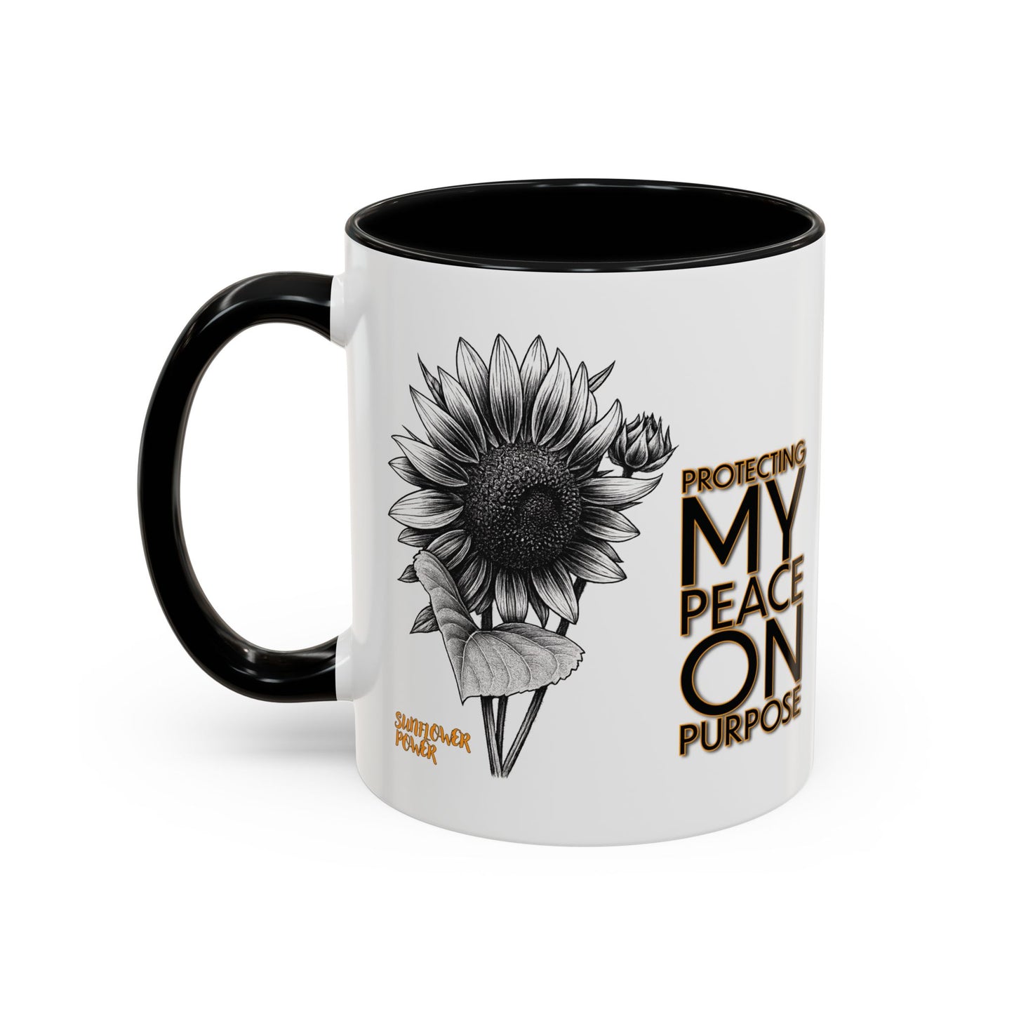Sunflower Power Mug (11oz) - Protecting My Peace on Purpose