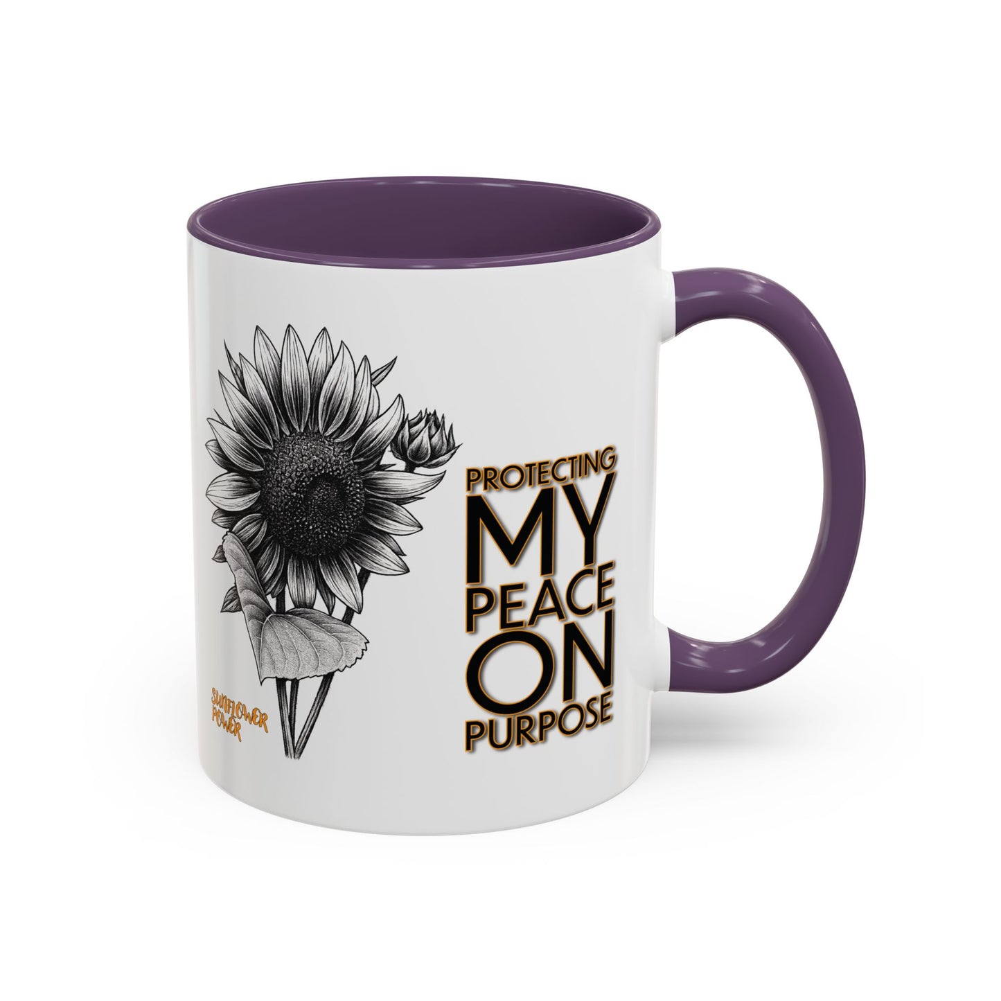 Sunflower Power Mug (11oz) - Protecting My Peace on Purpose