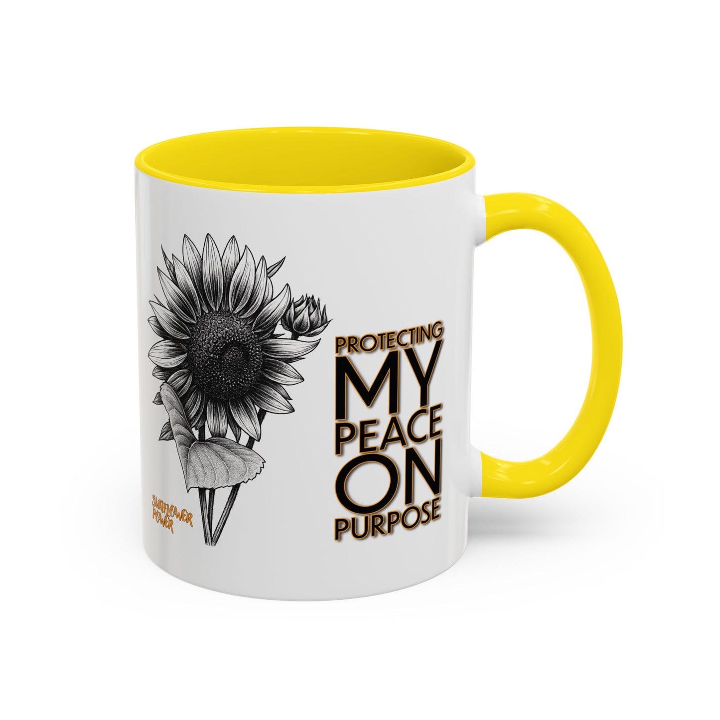 Sunflower Power Mug (11oz) - Protecting My Peace on Purpose