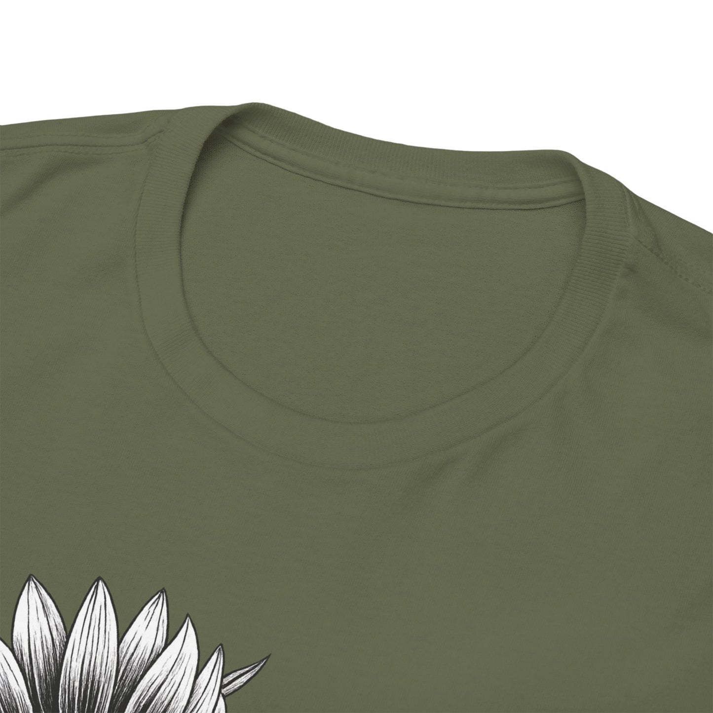 Sunflower Power Tee - Stay Rooted in Fertile Ground/Words In White