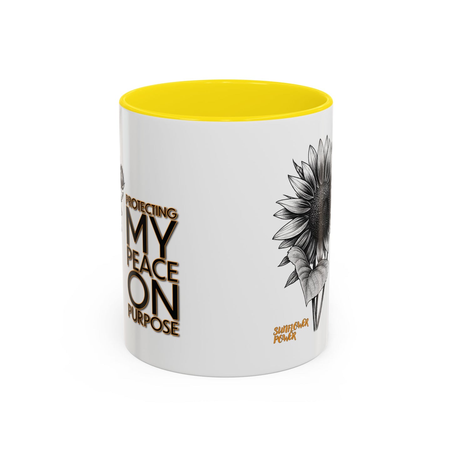 Sunflower Power Mug (11oz) - Protecting My Peace on Purpose