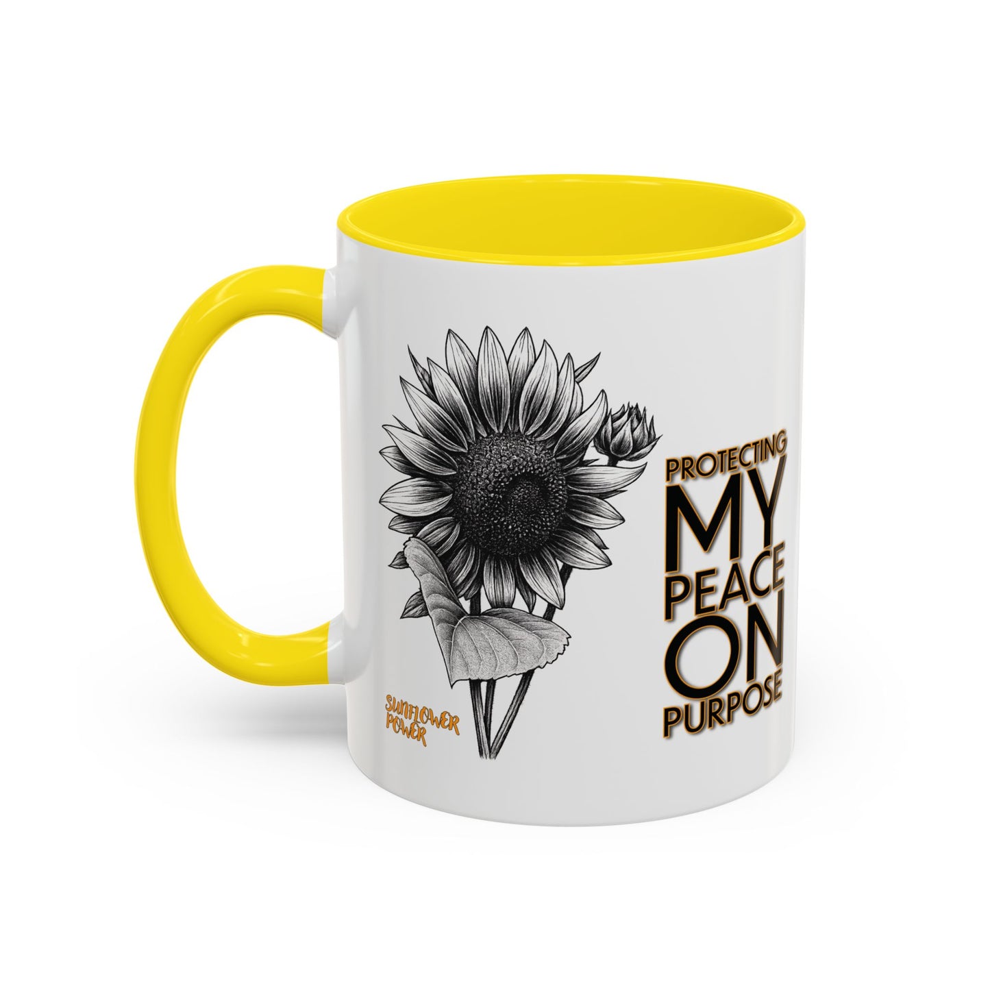 Sunflower Power Mug (11oz) - Protecting My Peace on Purpose
