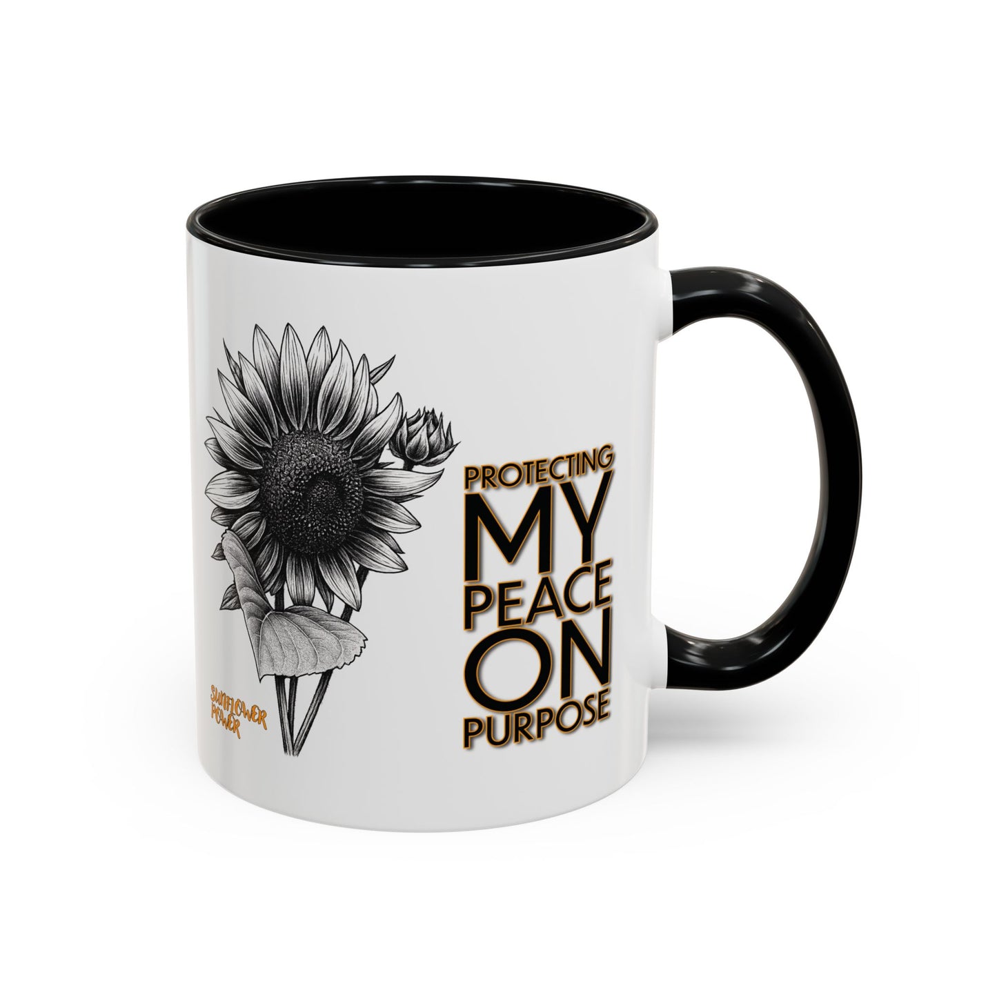 Sunflower Power Mug (11oz) - Protecting My Peace on Purpose