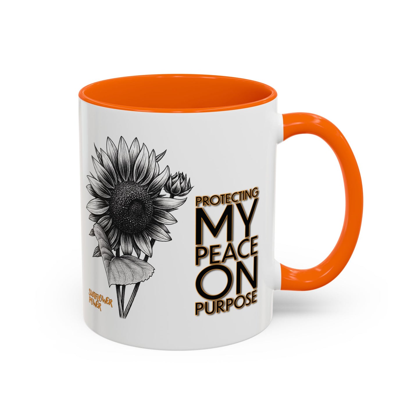 Sunflower Power Mug (11oz) - Protecting My Peace on Purpose