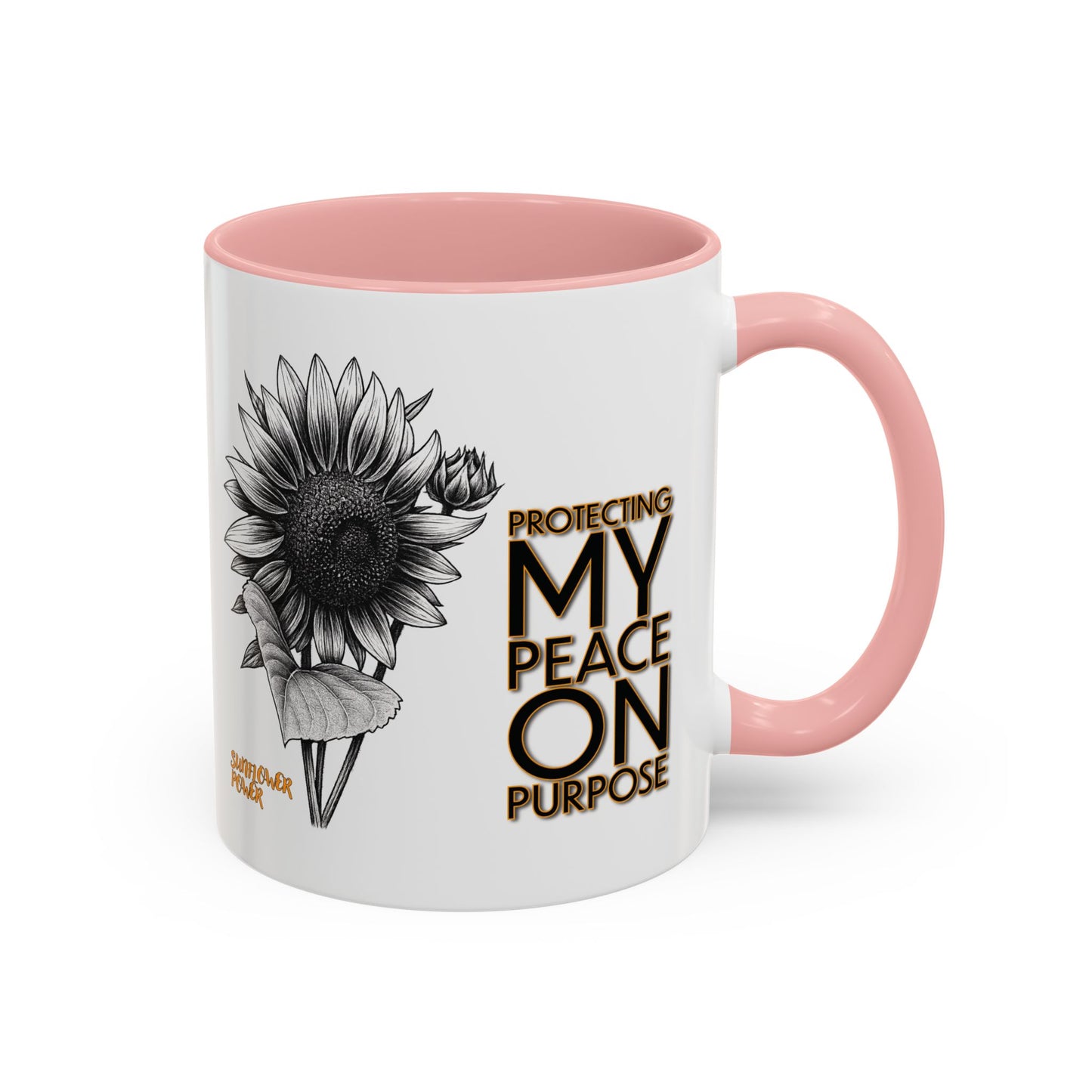 Sunflower Power Mug (11oz) - Protecting My Peace on Purpose