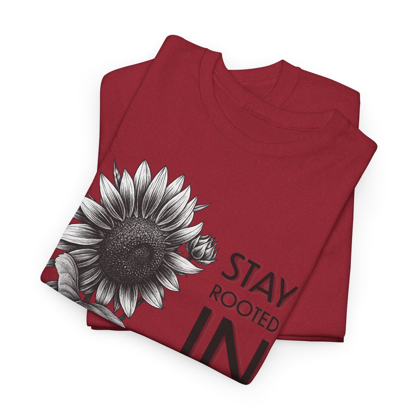 Sunflower Power Tee - Stay Rooted in Fertile Ground (Words in Black)
