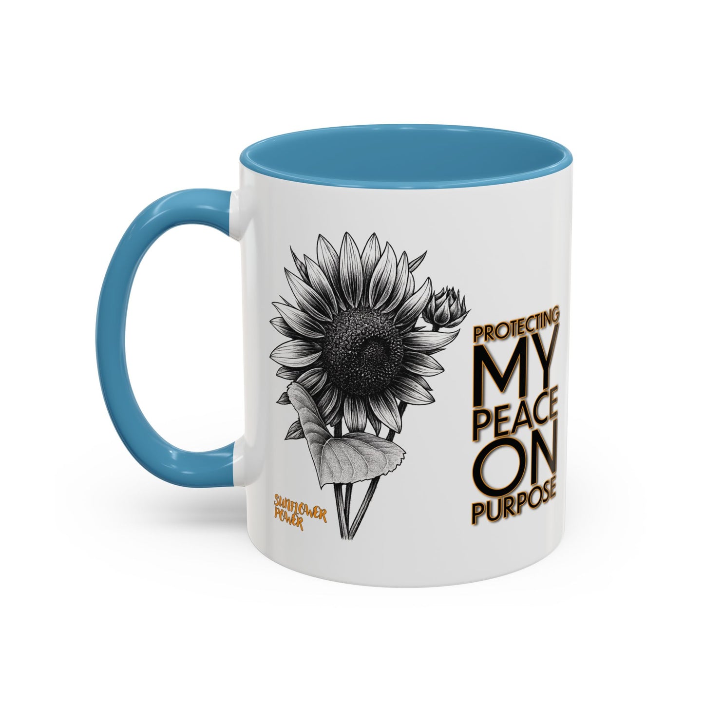 Sunflower Power Mug (11oz) - Protecting My Peace on Purpose