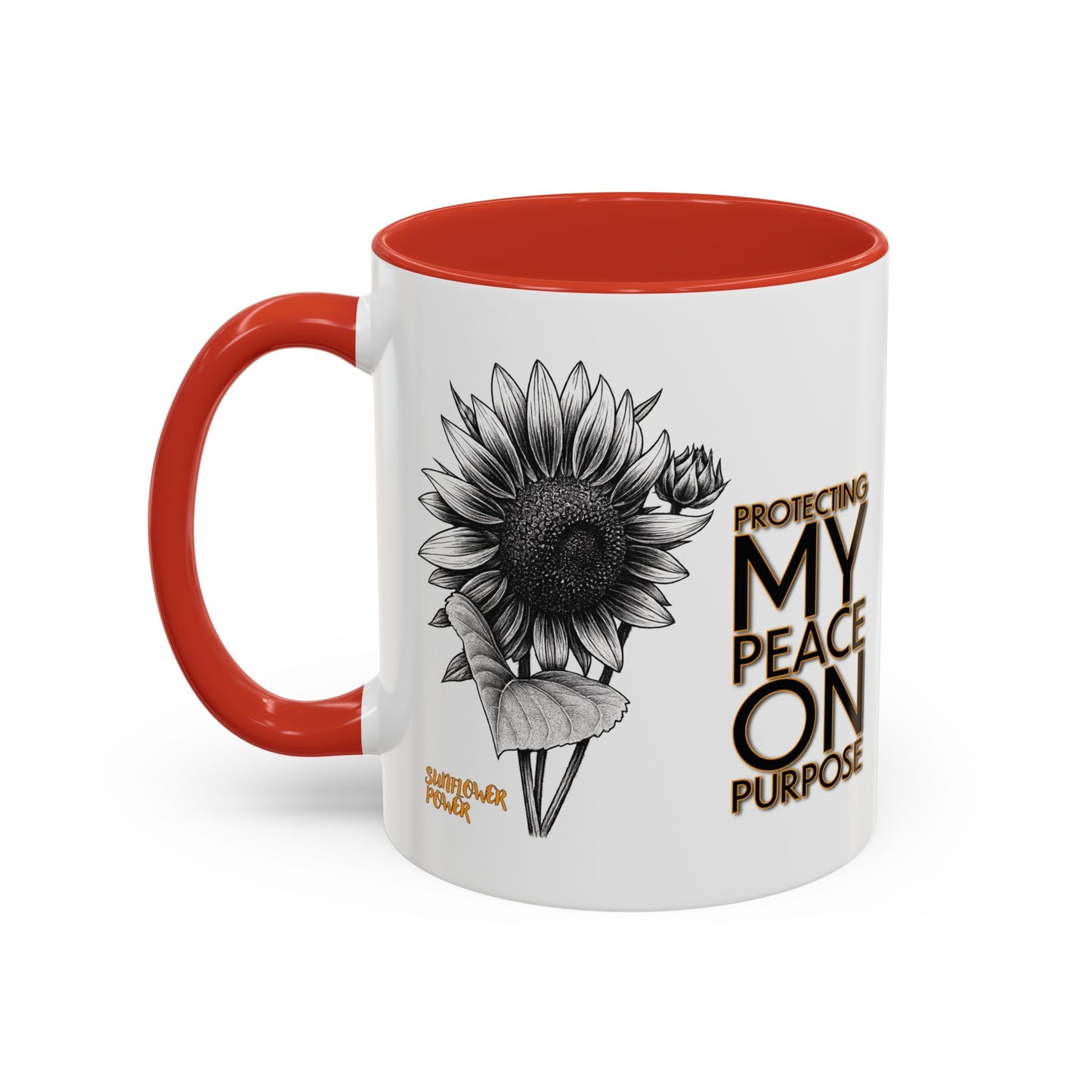 Sunflower Power Mug (11oz) - Protecting My Peace on Purpose