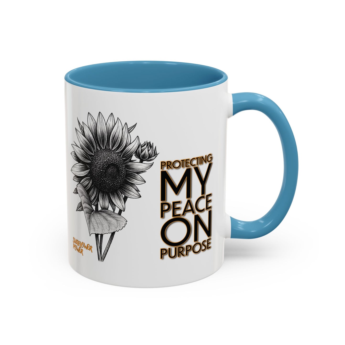 Sunflower Power Mug (11oz) - Protecting My Peace on Purpose