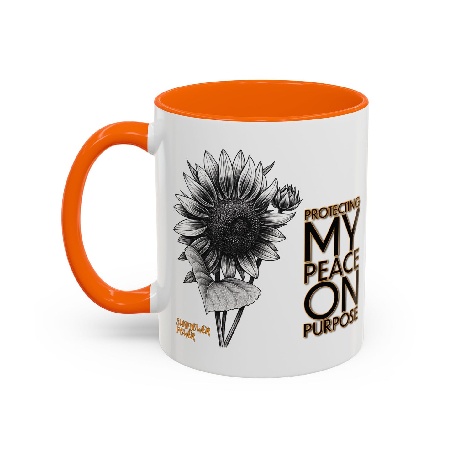 Sunflower Power Mug (11oz) - Protecting My Peace on Purpose