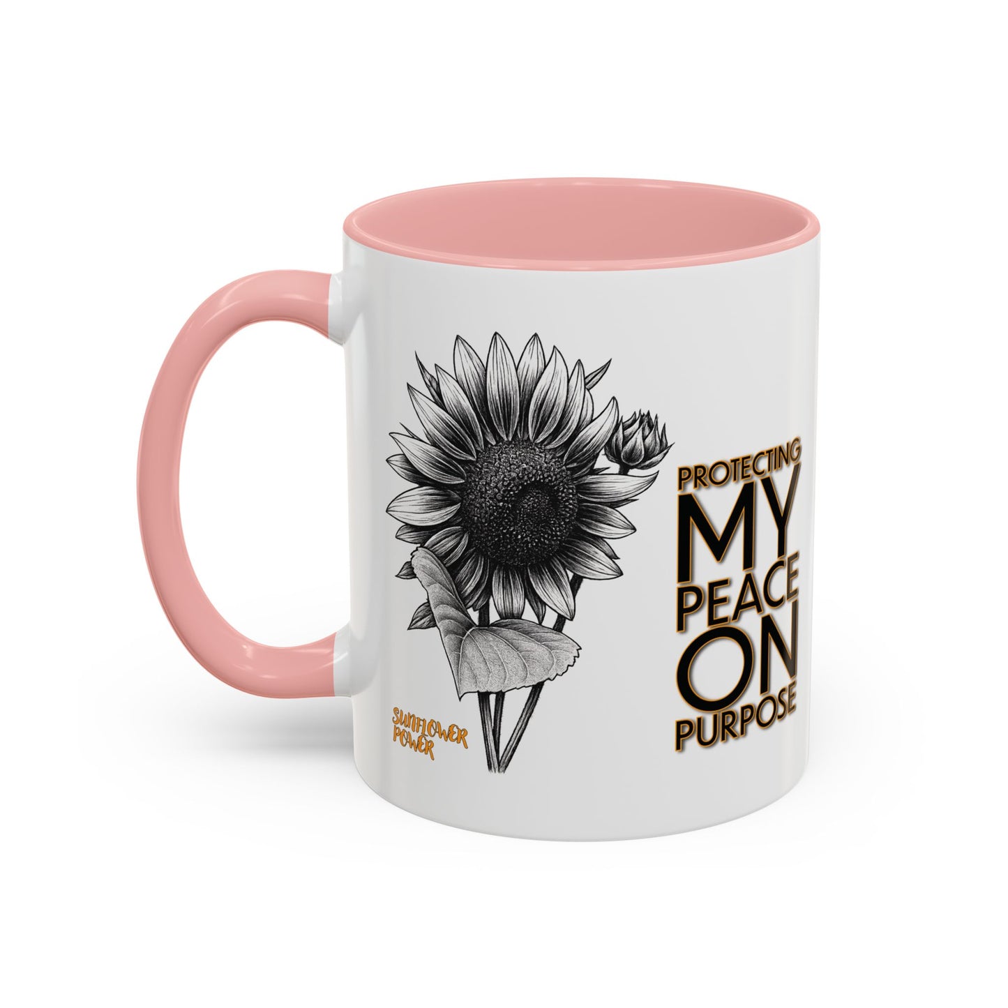 Sunflower Power Mug (11oz) - Protecting My Peace on Purpose