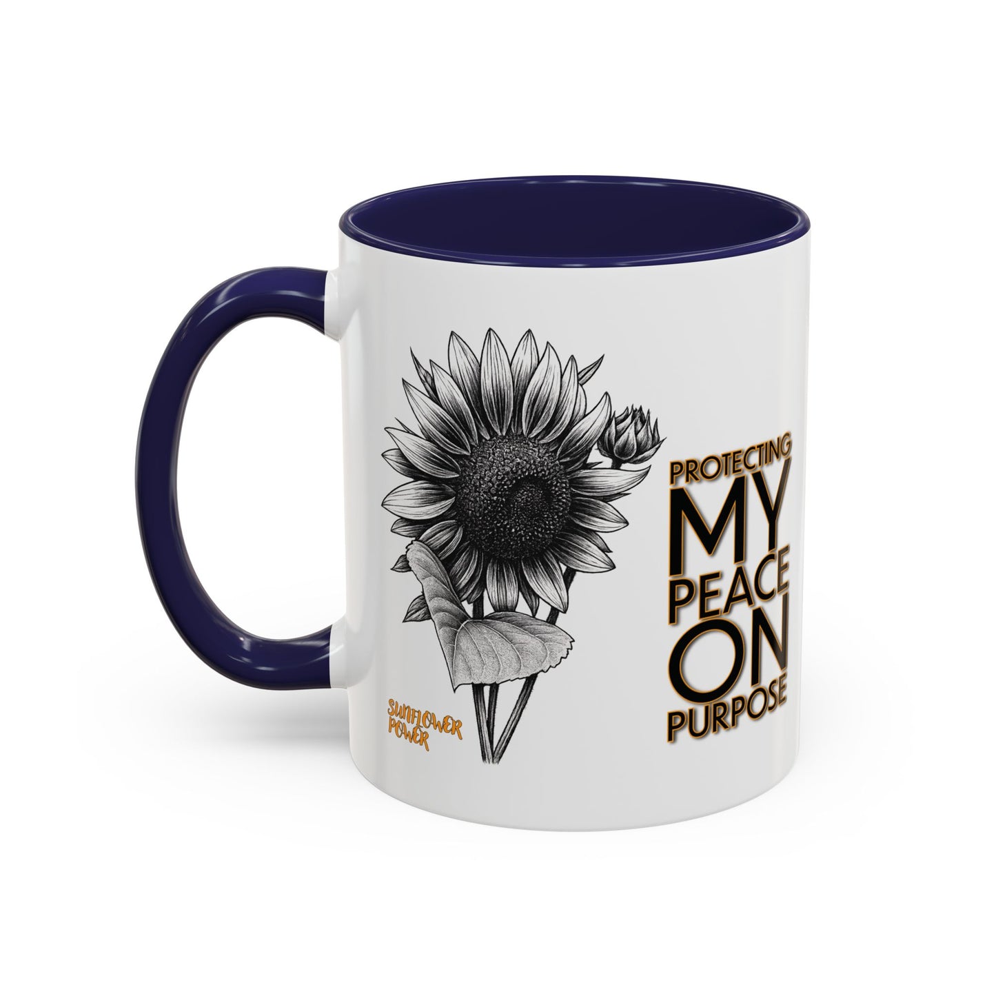 Sunflower Power Mug (11oz) - Protecting My Peace on Purpose