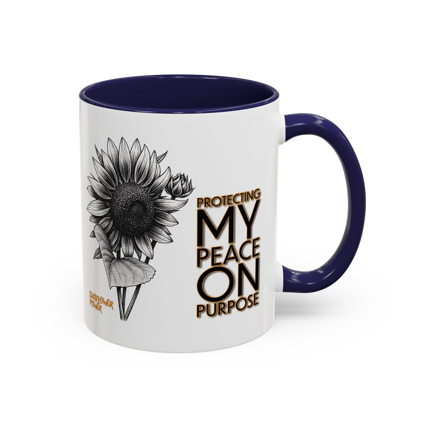 Sunflower Power Mug (11oz) - Protecting My Peace on Purpose